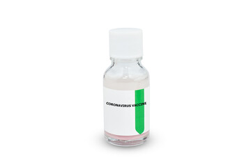 Bottle Coronavirus vaccine Covid 19 on white background