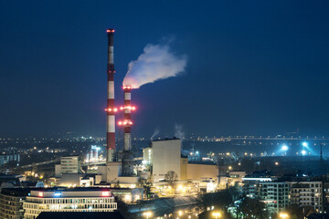 Wroclaw at night from a bird's eye view