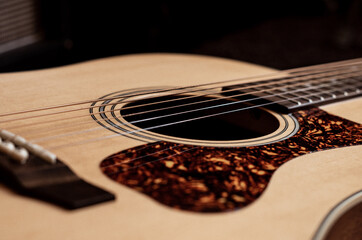 Fototapeta premium acoustic guitar close up