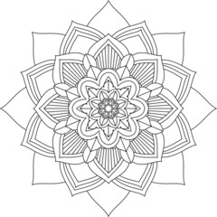 Fototapeta premium Easy Mandala coloring book simple and basic for beginners, seniors and children. Set of Mehndi flower pattern for Henna drawing and tattoo. Decoration in ethnic oriental, Indian style.