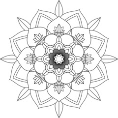 Easy Mandala coloring book simple and basic for beginners, seniors and children. Set of Mehndi flower pattern for Henna drawing and tattoo. Decoration in ethnic oriental, Indian style.