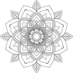 Easy Mandala coloring book simple and basic for beginners, seniors and children. Set of Mehndi flower pattern for Henna drawing and tattoo. Decoration in ethnic oriental, Indian style.