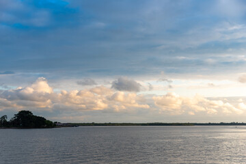 Fototapeta na wymiar Sunset on a coast of Tumaco in the Colombian Pacific.