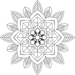 Easy Mandala coloring book simple and basic for beginners, seniors and children. Set of Mehndi flower pattern for Henna drawing and tattoo. Decoration in ethnic oriental, Indian style.