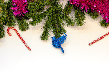 crhistmas tree decoration and white background