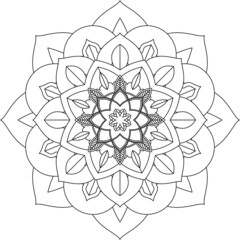 Easy Mandala coloring book simple and basic for beginners, seniors and children. Set of Mehndi flower pattern for Henna drawing and tattoo. Decoration in ethnic oriental, Indian style.