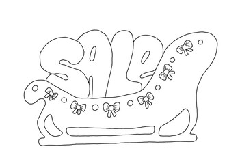The outline of the sledge with the word sale