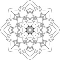 Easy Mandala coloring book simple and basic for beginners, seniors and children. Set of Mehndi flower pattern for Henna drawing and tattoo. Decoration in ethnic oriental, Indian style.