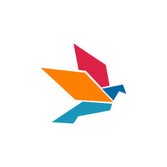 Origami bird logo icon design template