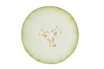 Slice of white gourd on white background