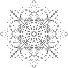 Easy Mandala coloring book simple and basic for beginners, seniors and children. Set of Mehndi flower pattern for Henna drawing and tattoo. Decoration in ethnic oriental, Indian style.