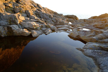 A nice sunset on the atlantic shore. France, Batz sur mer.