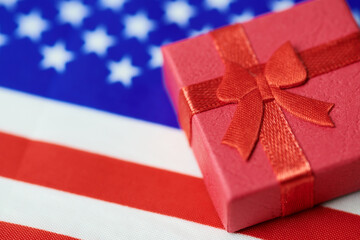 Gift box on USA flag