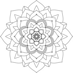 Easy Mandala coloring book simple and basic for beginners, seniors and children. Set of Mehndi flower pattern for Henna drawing and tattoo. Decoration in ethnic oriental, Indian style.