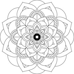 Easy Mandala coloring book simple and basic for beginners, seniors and children. Set of Mehndi flower pattern for Henna drawing and tattoo. Decoration in ethnic oriental, Indian style.