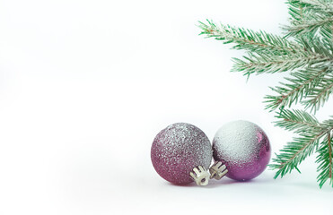 Christmas balls with a spruce twig