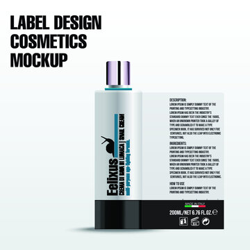 Cosmetics Bottle Package template design, Label design,.COSMETIC ELEGANTE LUXURY BOTTLE SNAIL CREAM MOCKUP TEMPLATE, FULLY EDITABLE VECTOR