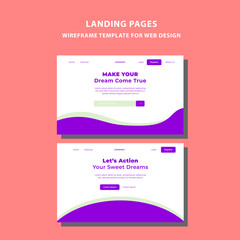 Landing page wireframe for web design resource bundle template