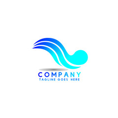 blue gradient water logo with modern style
