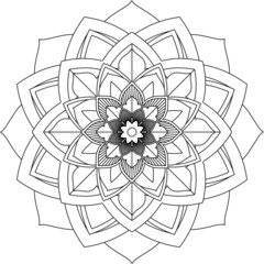 Fototapeta premium Easy Mandala coloring book simple and basic for beginners, seniors and children. Set of Mehndi flower pattern for Henna drawing and tattoo. Decoration in ethnic oriental, Indian style.