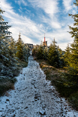 Lysa hora hill in late autumn Moravskoslezske Beskydy mountains in Czech republic