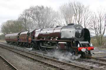 LMS Pacific Steam Locomotive No. 6233 Duchess of Sutherland at Hellifield, 28th March 2009 - Hellifield, Yorkshire, United Kingdom