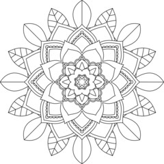 Easy Mandala coloring book simple and basic for beginners, seniors and children. Set of Mehndi flower pattern for Henna drawing and tattoo. Decoration in ethnic oriental, Indian style.