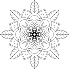Easy Mandala coloring book simple and basic for beginners, seniors and children. Set of Mehndi flower pattern for Henna drawing and tattoo. Decoration in ethnic oriental, Indian style.