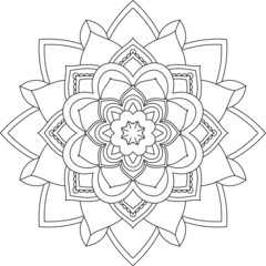 Easy Mandala coloring book simple and basic for beginners, seniors and children. Set of Mehndi flower pattern for Henna drawing and tattoo. Decoration in ethnic oriental, Indian style.