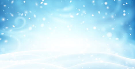 Naklejka na ściany i meble Winter snow storm blue and white background.