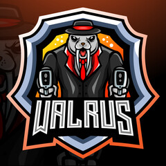Walrus mafia mascot. esport logo design