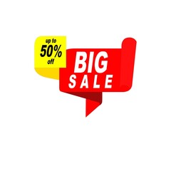 sale tag on red background