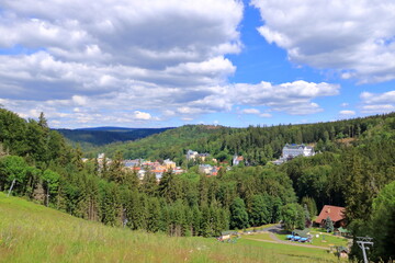 Aerial view to Marianske Lazne famous spa town in Czech Republic, Central Europe