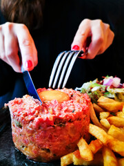 Tasty Steak tartare (Raw beef) - classic steak tartare