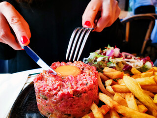 Tasty Steak tartare (Raw beef) - classic steak tartare