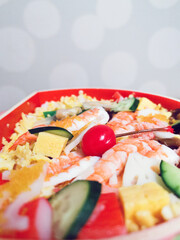 Japanese food Mix Sashimi Chirashi Rice Bowl