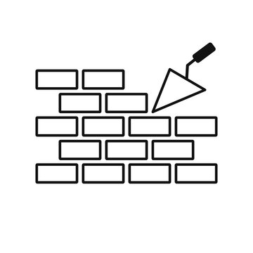 Icon of brick wall with trowel