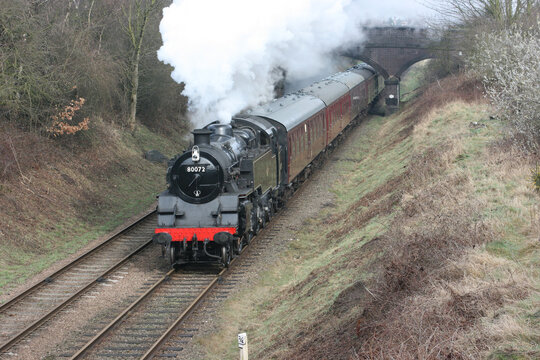 Standard Steam Locomotive 80072 at the Great Central Railway Heritage Steam Railway, Loughborough, Leicestershire, United Kingdom - 21st March 2010.