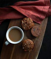 Coffee break with some muffins and choc chip cookies 