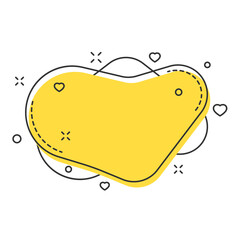 trendy color fluid bubble shapes with decorations and copy space abstract vector illustrations isolated on white background. Yellow color.