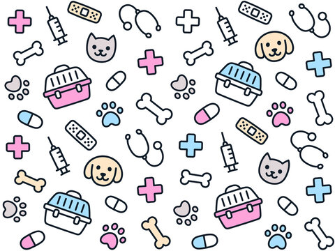Cute vet seamless pattern