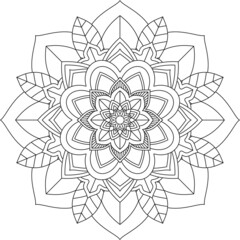 Easy Mandala coloring book simple and basic for beginners, seniors and children. Set of Mehndi flower pattern for Henna drawing and tattoo. Decoration in ethnic oriental, Indian style.