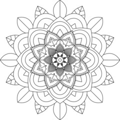 Easy Mandala coloring book simple and basic for beginners, seniors and children. Set of Mehndi flower pattern for Henna drawing and tattoo. Decoration in ethnic oriental, Indian style.