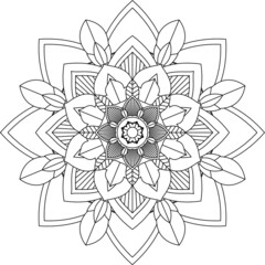 Easy Mandala coloring book simple and basic for beginners, seniors and children. Set of Mehndi flower pattern for Henna drawing and tattoo. Decoration in ethnic oriental, Indian style.