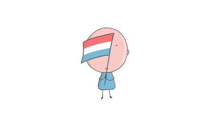 Pencil drawing of a boy holding a flag of Luxembourg