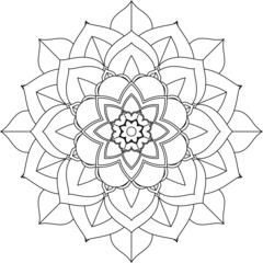 Easy Mandala coloring book simple and basic for beginners, seniors and children. Set of Mehndi flower pattern for Henna drawing and tattoo. Decoration in ethnic oriental, Indian style.