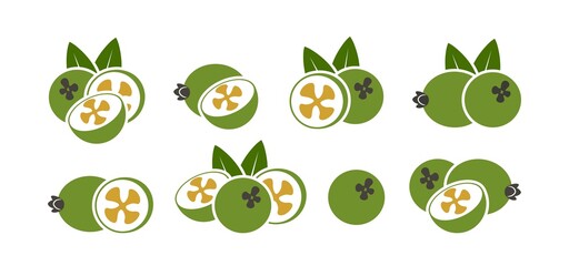 Feijoa logo. Isolated feijoa on white background