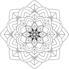 Easy Mandala coloring book simple and basic for beginners, seniors and children. Set of Mehndi flower pattern for Henna drawing and tattoo. Decoration in ethnic oriental, Indian style.