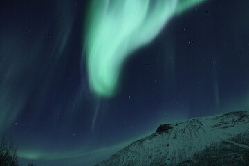 snowy mountain, aurora borealis, northern lights, Norway