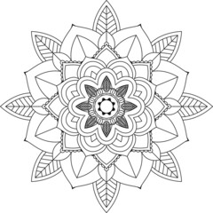 Easy Mandala coloring book simple and basic for beginners, seniors and children. Set of Mehndi flower pattern for Henna drawing and tattoo. Decoration in ethnic oriental, Indian style.